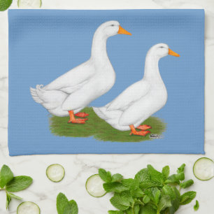 Linge De Cuisine Canards :  Pekins blanc