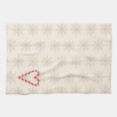Linge De Cuisine Candy Cane Heart Illustration Snowflake Pattern (Horizontal)