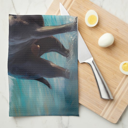 Linge De Cuisine Cane Corso Beach Surf Peinture (Quart Plié)