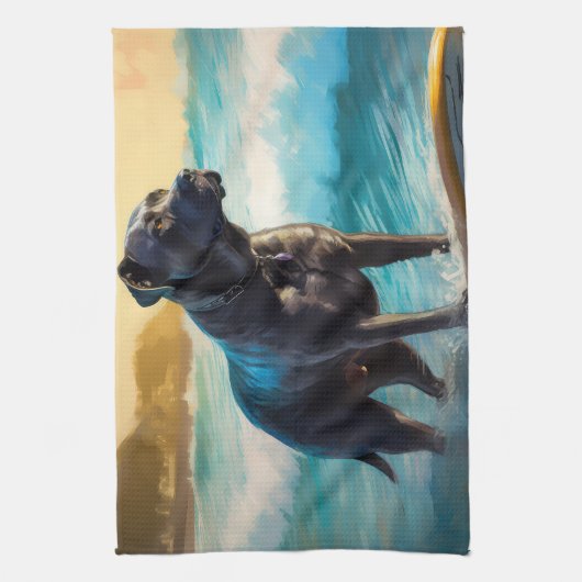 Linge De Cuisine Cane Corso Beach Surf Peinture (Vertical)