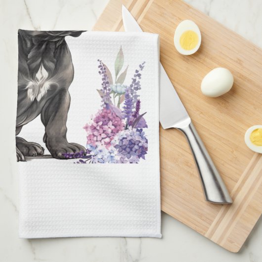 Linge De Cuisine Cane Corso Chien Maman Florale (Quart Plié)