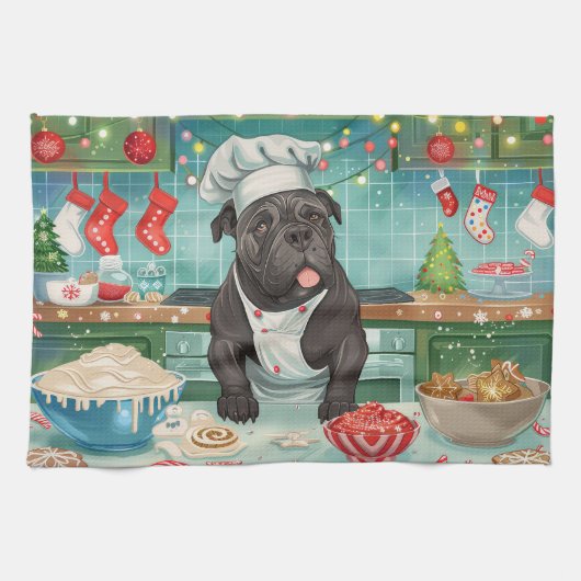 Linge De Cuisine Cane Corso Gîtes de vacances : Noël festif (Horizontal)