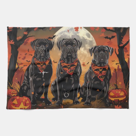 Linge De Cuisine Cane Corso Halloween Épouvantable (Horizontal)