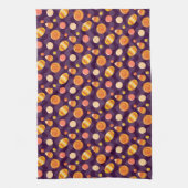 Linge De Cuisine Canettes de maïs d'Halloween sur violet (Vertical)