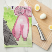 Linge De Cuisine Caniche rose à Paris (Quart Plié)