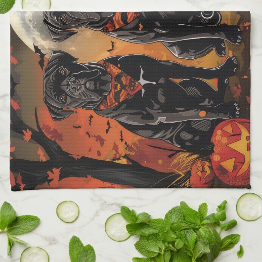 Linge De Cuisine Canne Corso Halloween Éffrayant (Plié)