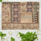 Linge De Cuisine Canoë à voile hawaïen et Petroglyph Tapa (Plié)