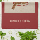 Linge De Cuisine Caoutchouc de Noël de broderie rustique avec canne (Plié)