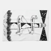 Linge De Cuisine Cape Lookout Lighthouse noir et blanc (Horizontal)