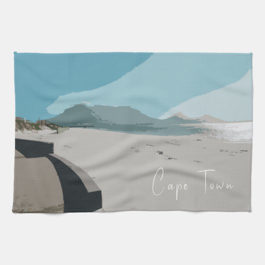 Linge De Cuisine Cape Town Table Mountain Ocean Sketch (Horizontal)