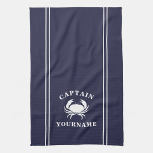 Linge De Cuisine Capitaine Votre Nom Crabe Marine Blue Cuisine Serv