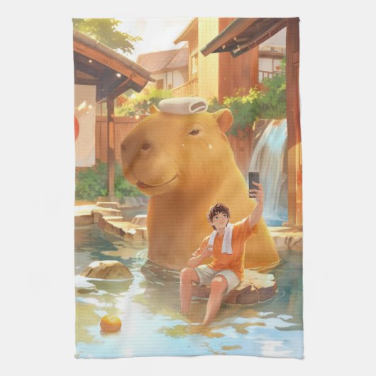 Linge De Cuisine Capybara géante - Illustration de source chaude (Vertical)