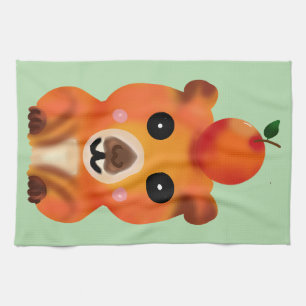 Linge De Cuisine Capybara Mignon et Flou avec Orange   Ar Kawaii