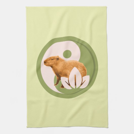 Linge De Cuisine Capybara Zen Yin Yang Nature Paisible (Vertical)
