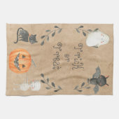 Linge De Cuisine Caractères d'Halloween de style aquarelle mignonne (Horizontal)