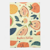 Linge De Cuisine Caractères fruités gais en aquarelle (Vertical)