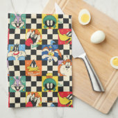 Linge De Cuisine Caractères LOONEY TUNES™ sur Checker noir et blanc (Quart Plié)