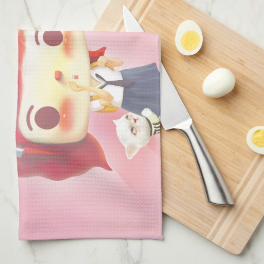 Linge De Cuisine Caractères Whimsical avec chat (Quart Plié)