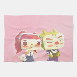 Linge De Cuisine Caractères Whimsical avec chat