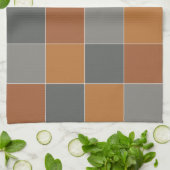 Linge De Cuisine Caramel en cuivre et Carrés gris (Plié)