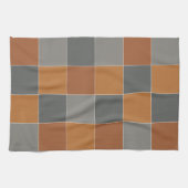 Linge De Cuisine Caramel en cuivre et Carrés gris (Horizontal)