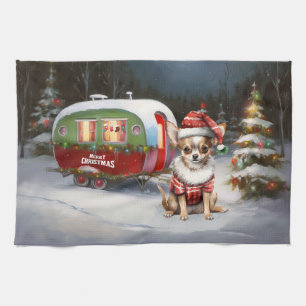 Linge De Cuisine Caravane d'aventure de Noël du Chihuahua d'hiver