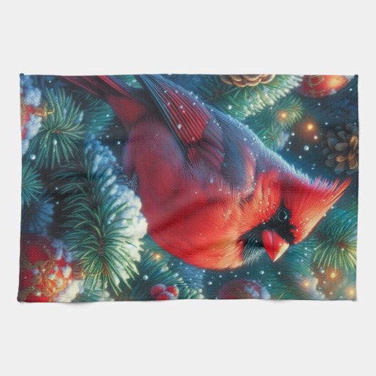 Linge De Cuisine Cardinal de Noël/hiver (Horizontal)