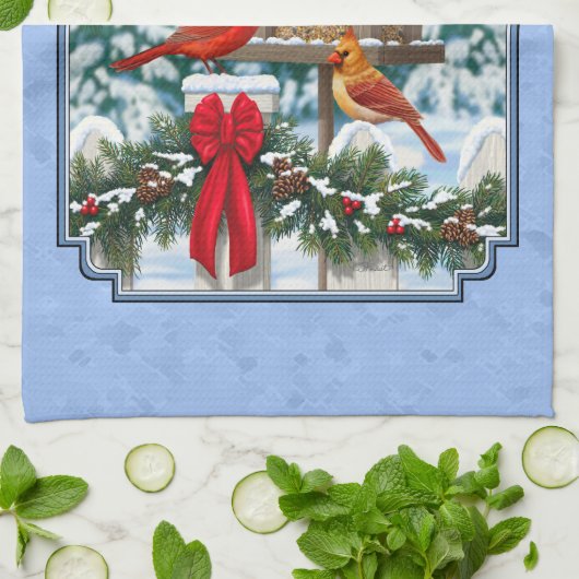 Linge De Cuisine Cardinal Feast Blue (Plié)