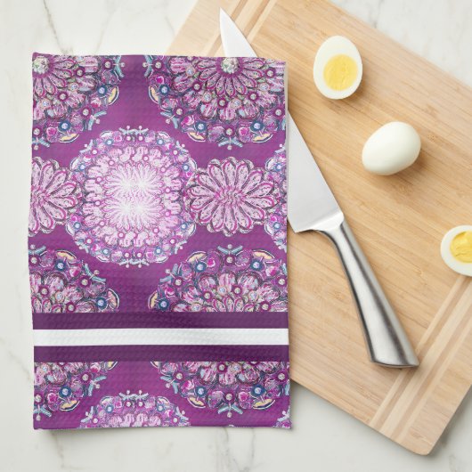 Linge De Cuisine Cardinal Red Rosace (Quart Plié)