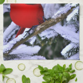 Linge De Cuisine Cardinal rouge d'hiver (Plié)