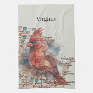Linge De Cuisine Cardinal sur la carte routière de Virginie, Art à