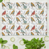 Linge De Cuisine Cardinaux Bluebirds Chickadee Aquarelle Faune (Plié)