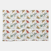 Linge De Cuisine Cardinaux Bluebirds Chickadee Aquarelle Faune (Horizontal)