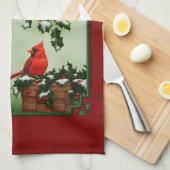 Linge De Cuisine Cardinaux du Nord et Holly Red (Quart Plié)