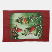 Linge De Cuisine Cardinaux du Nord et Holly Red (Horizontal)