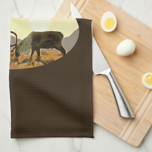 Linge De Cuisine Caribou Duel - Canada (Quart Plié)