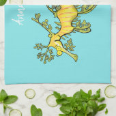 Linge De Cuisine Caricature amusante de dragon de mer feuillu (Plié)