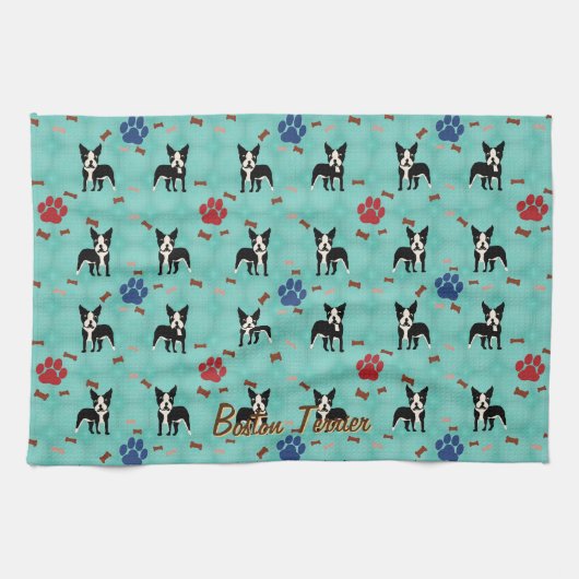 Linge De Cuisine Caricature Boston Terrier (Horizontal)