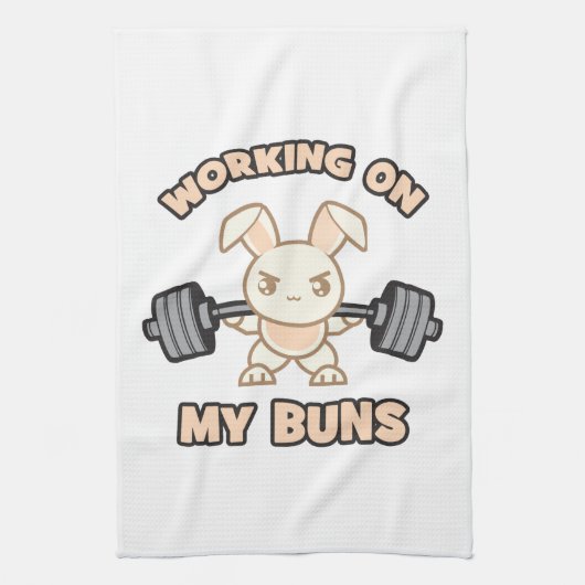 Linge De Cuisine Caricature Bunny - Travailler Sur Mes Buns - Gym (Vertical)