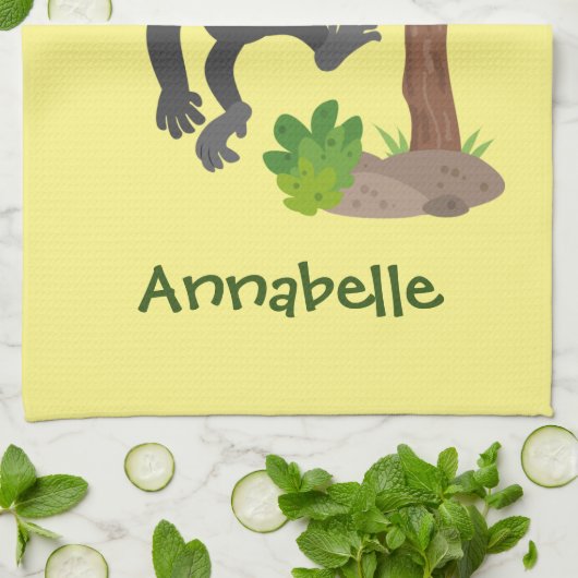 Linge De Cuisine Caricature de bébé gorille joyeux (Plié)