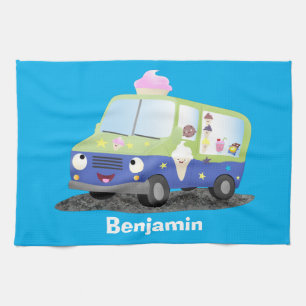 Linge De Cuisine Caricature de camion de glace joli