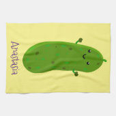 Linge De Cuisine Caricature de cornichon joyeux (Horizontal)