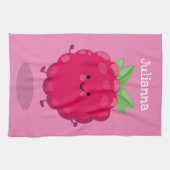 Linge De Cuisine Caricature de framboise très heureuse (Horizontal)