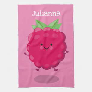 Linge De Cuisine Caricature de framboise très heureuse