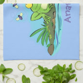 Linge De Cuisine Caricature de grenouille vert mignon (Plié)