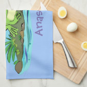 Linge De Cuisine Caricature de grenouille vert mignon (Quart Plié)