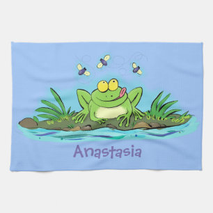 Linge De Cuisine Caricature de grenouille vert mignon