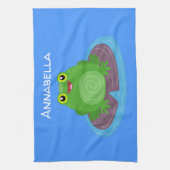 Linge De Cuisine Caricature de grenouille verte mignonne (Vertical)