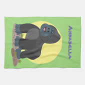 Linge De Cuisine Caricature de gros gorilles joyeux (Horizontal)