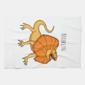 Linge De Cuisine Caricature de lézard à col frisé orange (Horizontal)